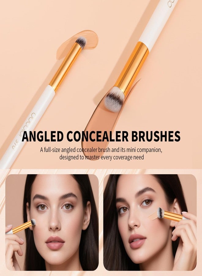 docolor Concealer Brush, 2PCS Angled Concealer Brushes Under Eye Mini Angled Flat Top Kabuki Nose Contour Brush for Concealing Blending Setting - Image 5