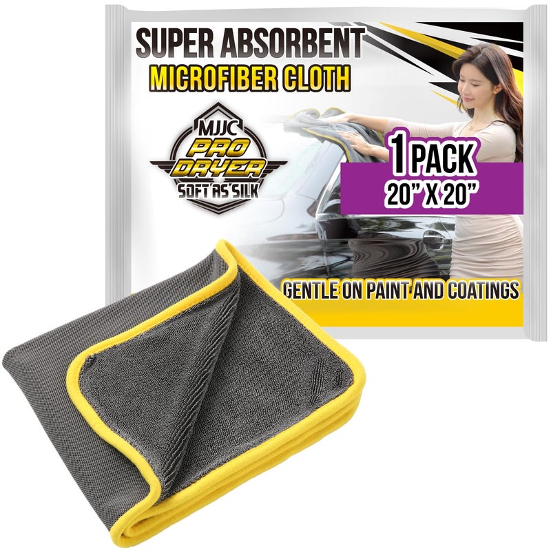 MJJC Pro Dryer Plush Silk Microfiber Drying Towel (20â€ x 20â€ (1-Pack)) Cars,Trucks, SUVs, RVs, Home - Image 1