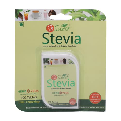 So Sweet Stevia Tablets, 100 Sugar-Free Natural Zero-Calorie Sweetener, Pack of 2 (100 Tablets Each), Ideal for Diabetics, Keto Friendly, Convenient for Healthy Sweetening of Drinks - Image 2