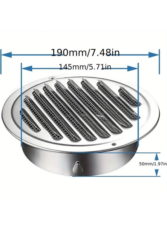 Stainless Steel Kitchen Ventilation Grille With Insect Screen 150mm Includes Screws - Image 4