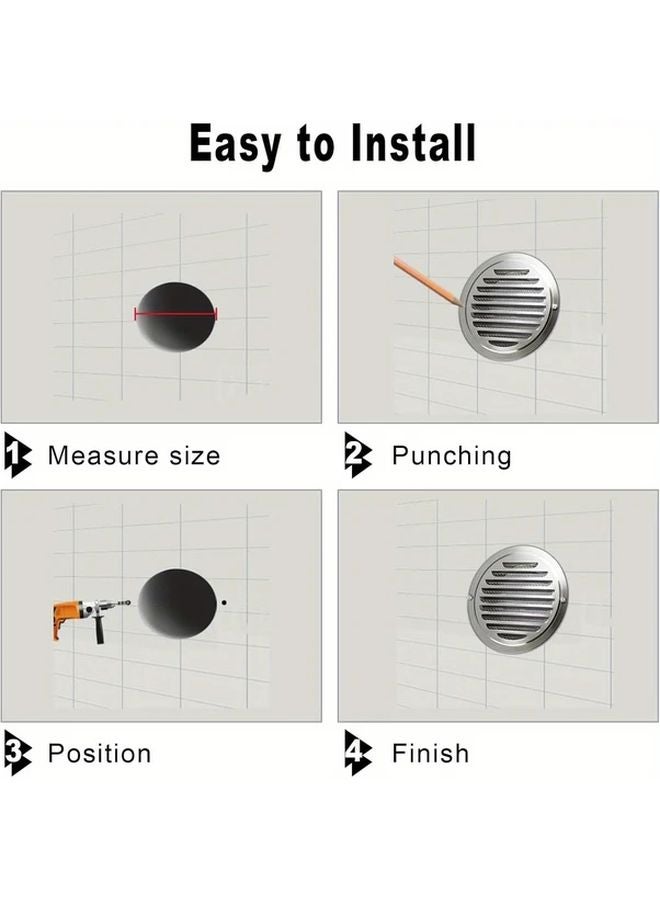 Stainless Steel Kitchen Ventilation Grille With Insect Screen 150mm Includes Screws - Image 5