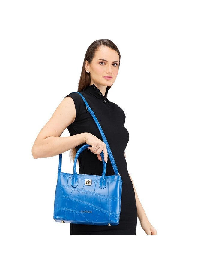 Caprese MINK SATCHEL SMALL ULTRAMARINE WOMEN HANDBAG | SHOULDER BAG WITH DOUBLE HANDLE | THE KIARA COLLECTION - Image 4