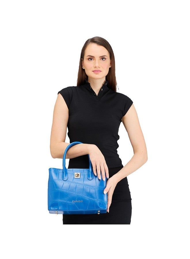 Caprese MINK SATCHEL SMALL ULTRAMARINE WOMEN HANDBAG | SHOULDER BAG WITH DOUBLE HANDLE | THE KIARA COLLECTION - Image 2