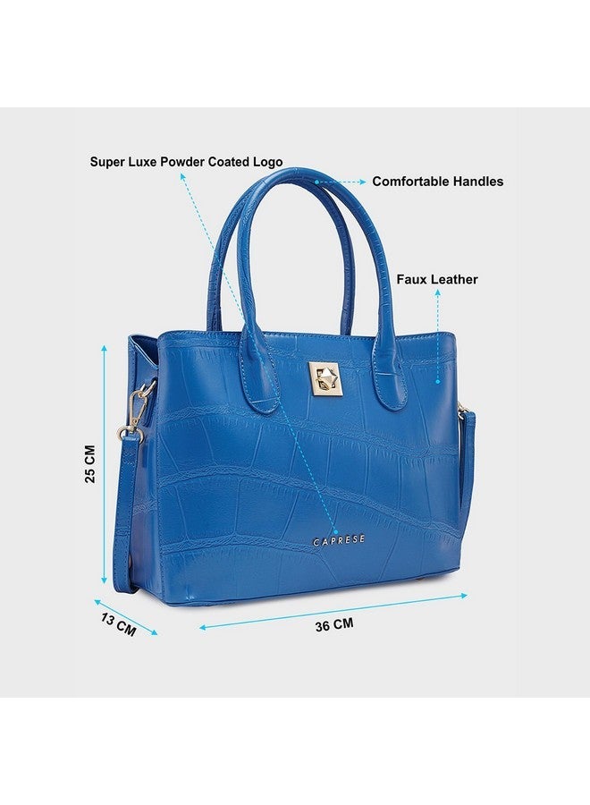 Caprese MINK SATCHEL SMALL ULTRAMARINE WOMEN HANDBAG | SHOULDER BAG WITH DOUBLE HANDLE | THE KIARA COLLECTION - Image 5
