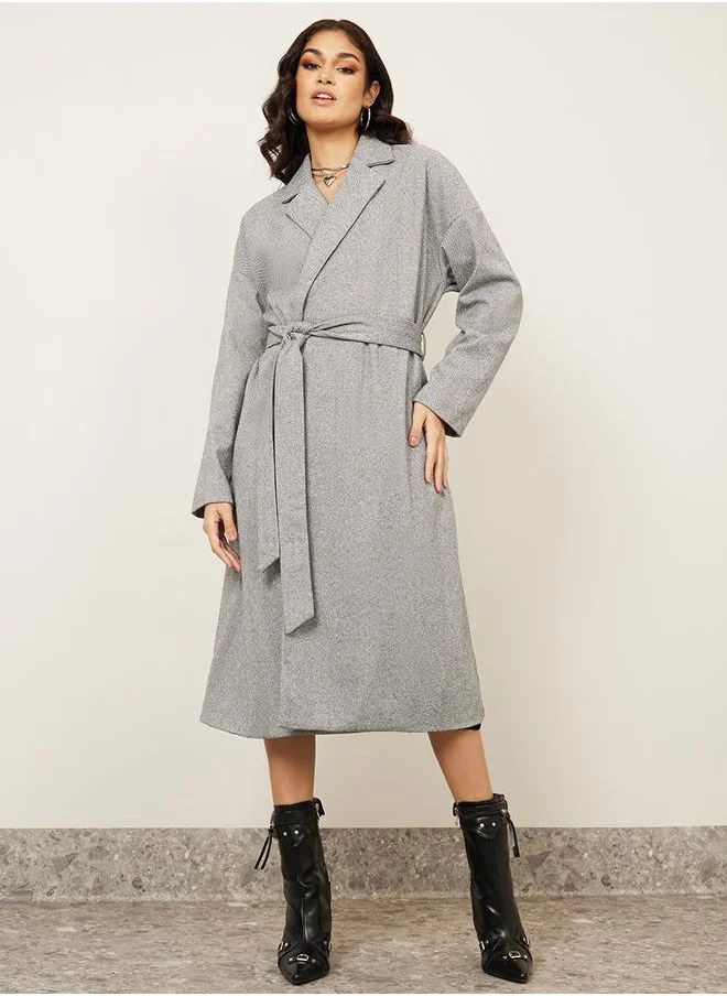 Styli Regular Fit Wool Like Belted Midi Coat