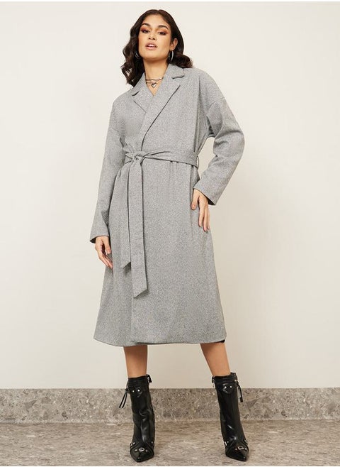 Regular Fit Wool Like Belted Midi Coat