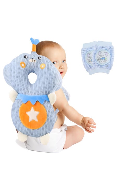 Toddler Anti Falling Pillow Head Protector Baby Backpack with Knee Pads for Walking Crawling Adjustable Protection Wear Safety Pad