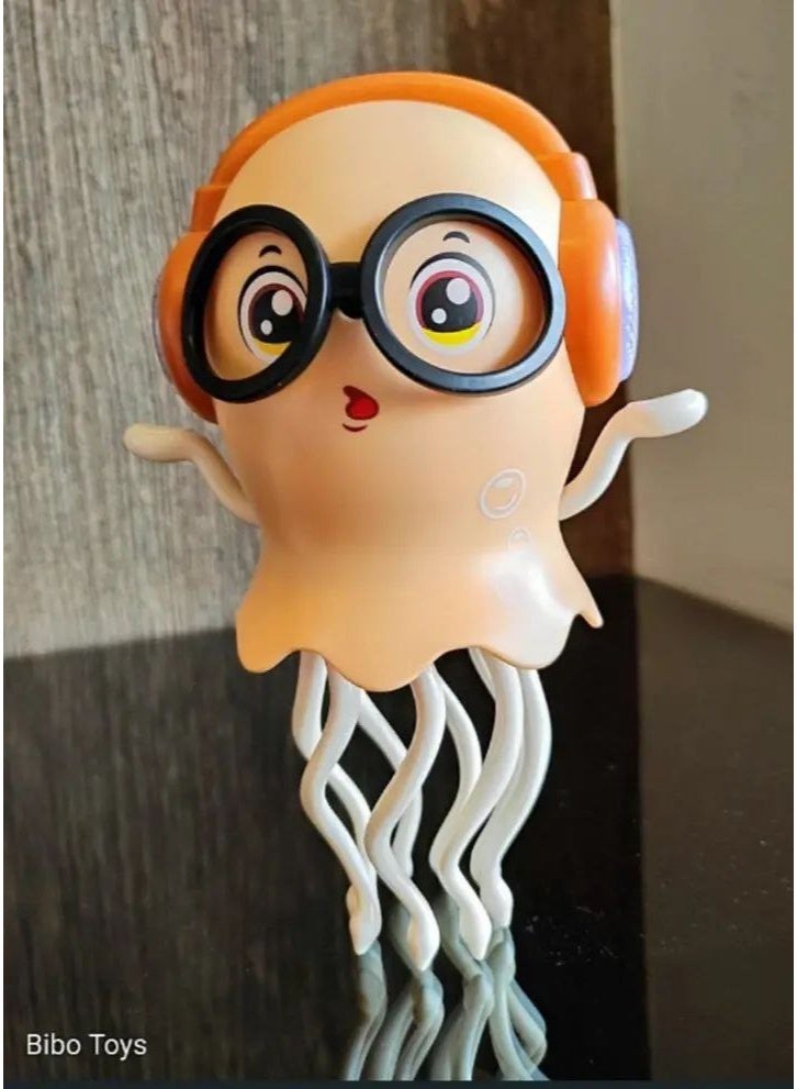 لعبة أخطبوط راقص للأطفال، لعبة قنديل بحر كهربائية زاحفة مع ضوء وموسيقى، مضيئة ومتحركة، هدية عيد ميلاد للأولاد والبنات اورانج - Image 1