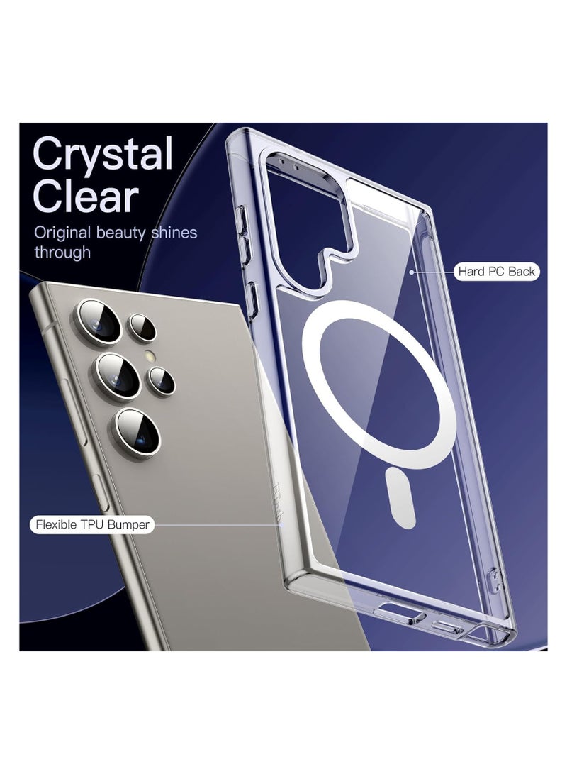 MagSafe Case Cover | Camera Protection | Hard Crystal Clear Back | Shockproof Bumper Case Cover for Samsung Galaxy S24 Ultra (Transparent) - Image 2