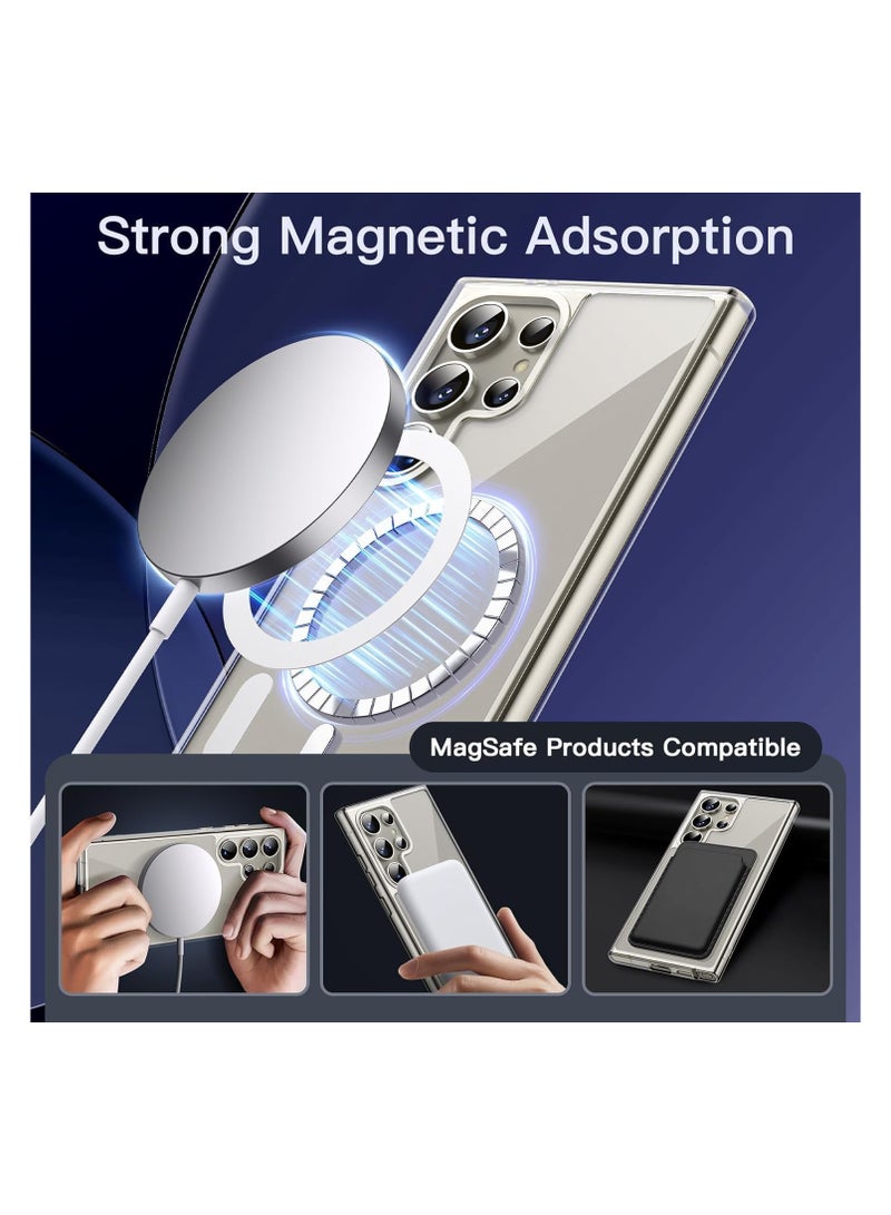 MagSafe Case Cover | Camera Protection | Hard Crystal Clear Back | Shockproof Bumper Case Cover for Samsung Galaxy S24 Ultra (Transparent) - Image 4