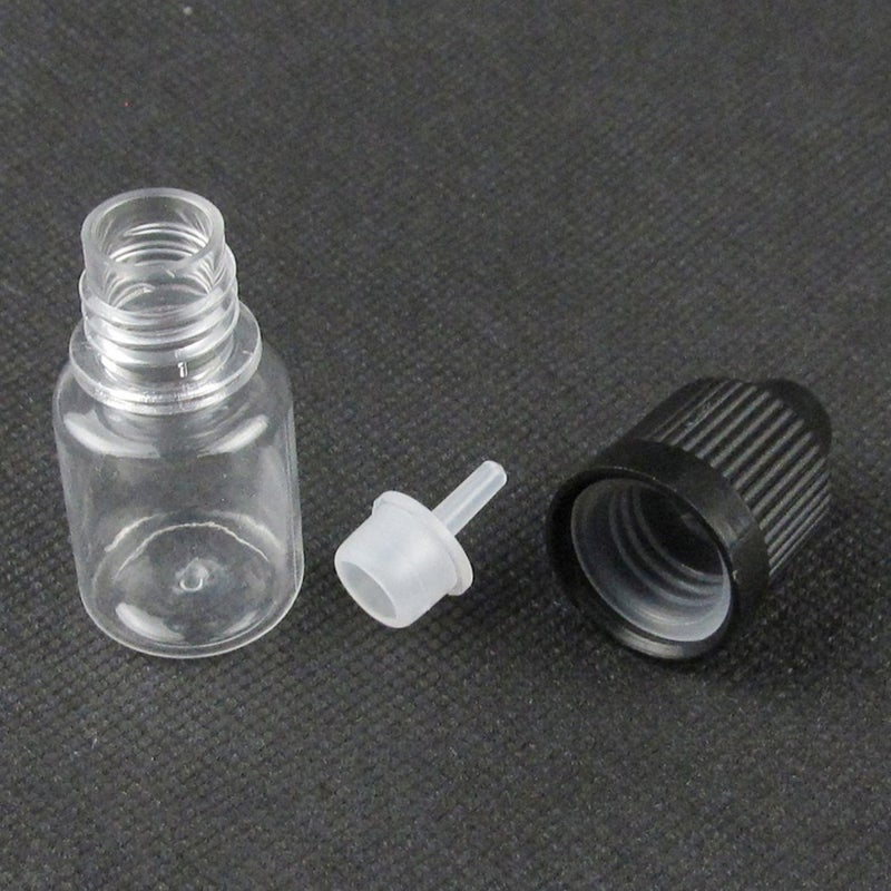 Newzoll 5 ml Empty Plastic Dropper Clear Bottles Liquid Childproof 10PCS Black Cap - Image 3