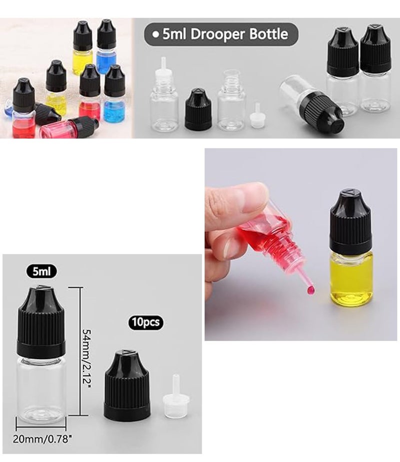 Newzoll 5 ml Empty Plastic Dropper Clear Bottles Liquid Childproof 10PCS Black Cap - Image 4