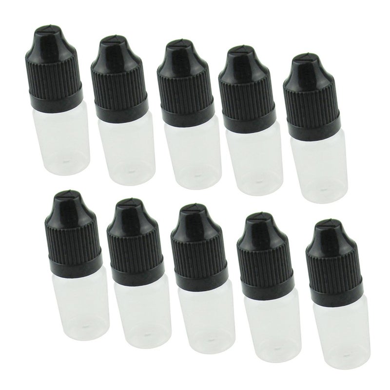 Newzoll 5 ml Empty Plastic Dropper Clear Bottles Liquid Childproof 10PCS Black Cap - Image 1