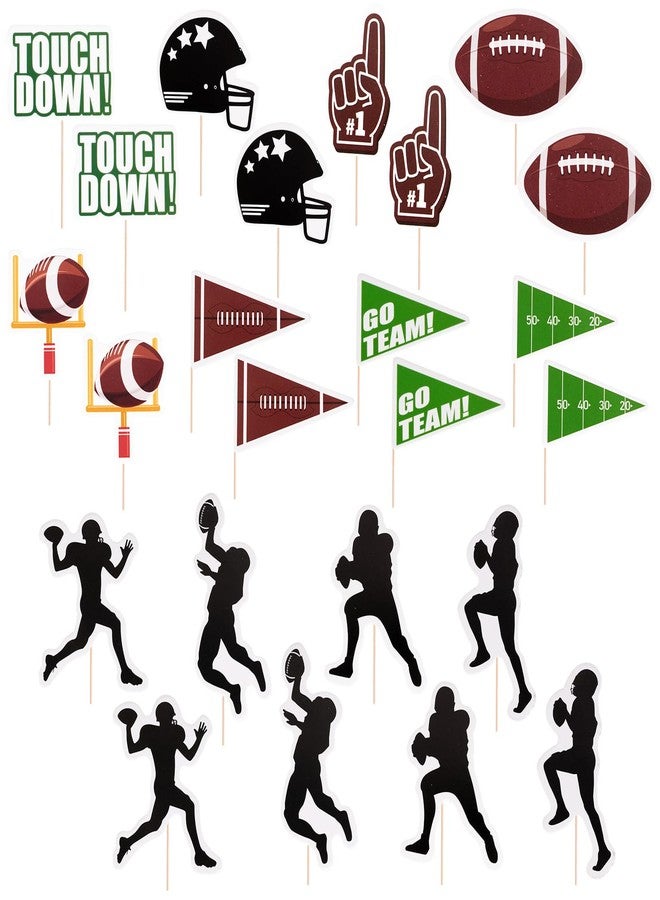 Sucrain 24pcs Football Cupcake Toppers,Disposable Foot Ball Themed Toothpicks, Cocktail Picks for Birthday Party,Game Day, Tailgate Decorations - Image 1