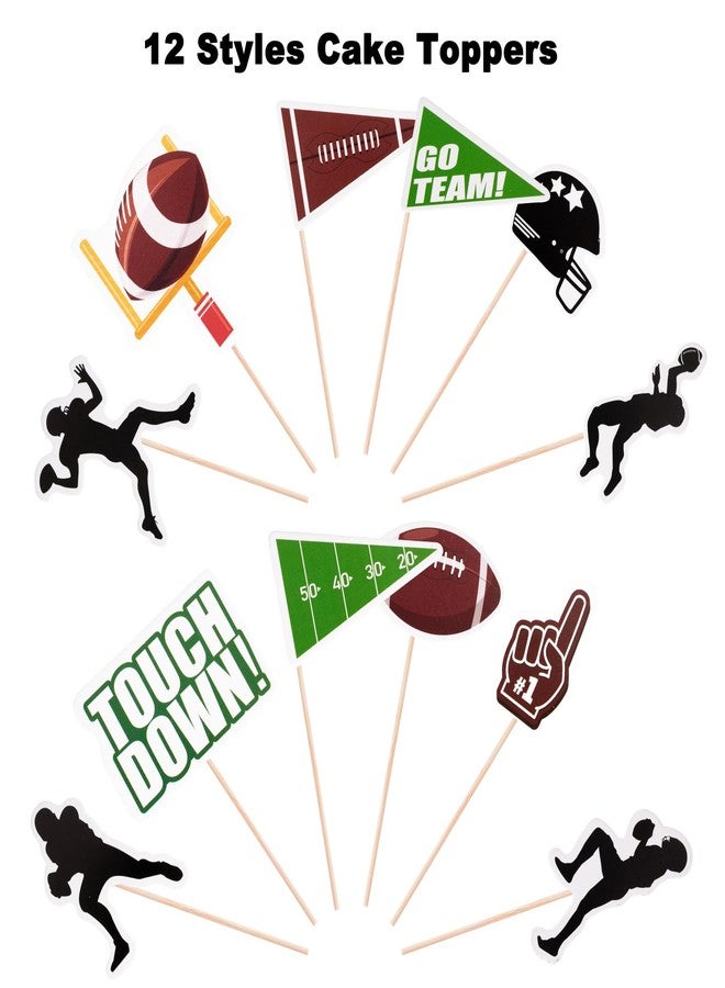 Sucrain 24pcs Football Cupcake Toppers,Disposable Foot Ball Themed Toothpicks, Cocktail Picks for Birthday Party,Game Day, Tailgate Decorations - Image 4