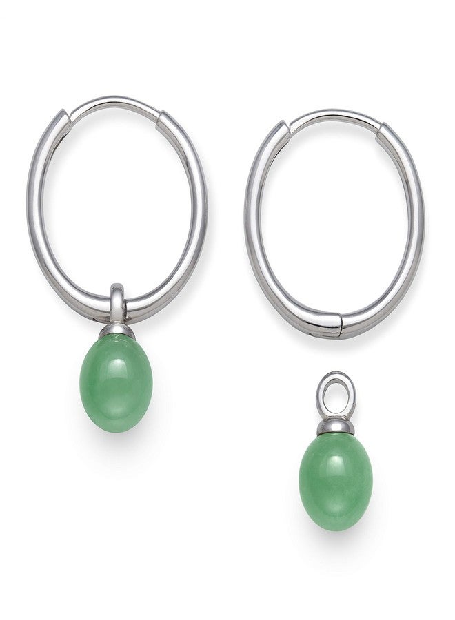 Belacqua Natural Hoop Earrings in Sterling Silver, 3/4 Inches Diameter, Jewelry for Women, Gift Box Included (Natural Green) - Image 1
