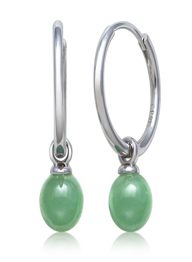 Belacqua Natural Hoop Earrings in Sterling Silver, 3/4 Inches Diameter, Jewelry for Women, Gift Box Included (Natural Green) - Image 2