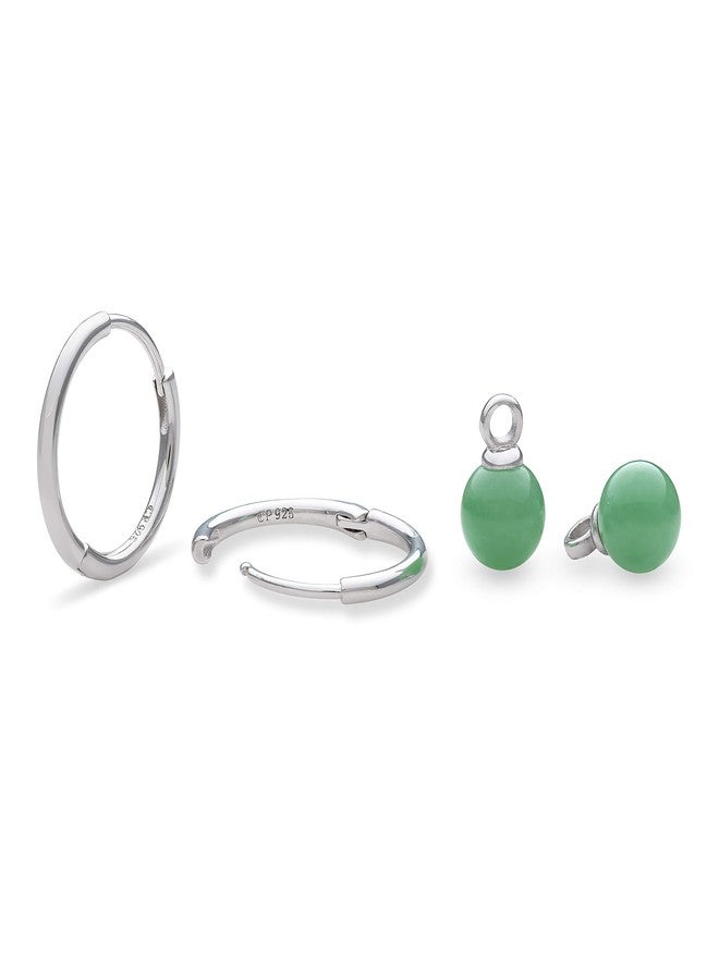 Belacqua Natural Hoop Earrings in Sterling Silver, 3/4 Inches Diameter, Jewelry for Women, Gift Box Included (Natural Green) - Image 3