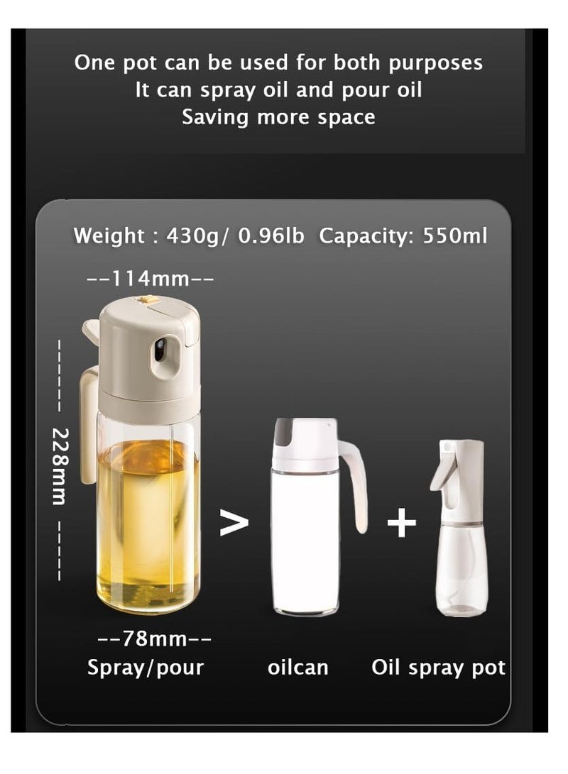 SYOSI Glass Oil spray bottle 500ML olive oil sprayer for cooking Oil dispenser bottle for kitchen Spray and dumping Sprayer Mister for Salad BBQ Kitchen Baking - Image 2