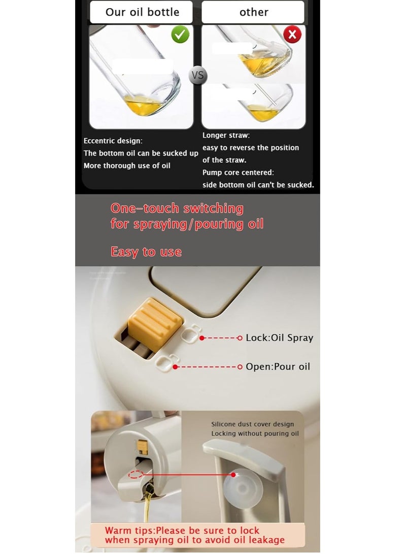 SYOSI Glass Oil spray bottle 500ML olive oil sprayer for cooking Oil dispenser bottle for kitchen Spray and dumping Sprayer Mister for Salad BBQ Kitchen Baking - Image 3