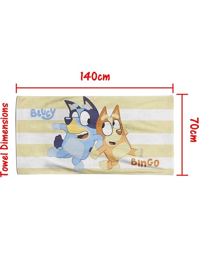 BLUEY Bingo Stripe Beach Towel Kids Swim Bath Holiday Children Bath Towels Tv Show Gift for Boys Girls 70 x 140 cm  - Image 2