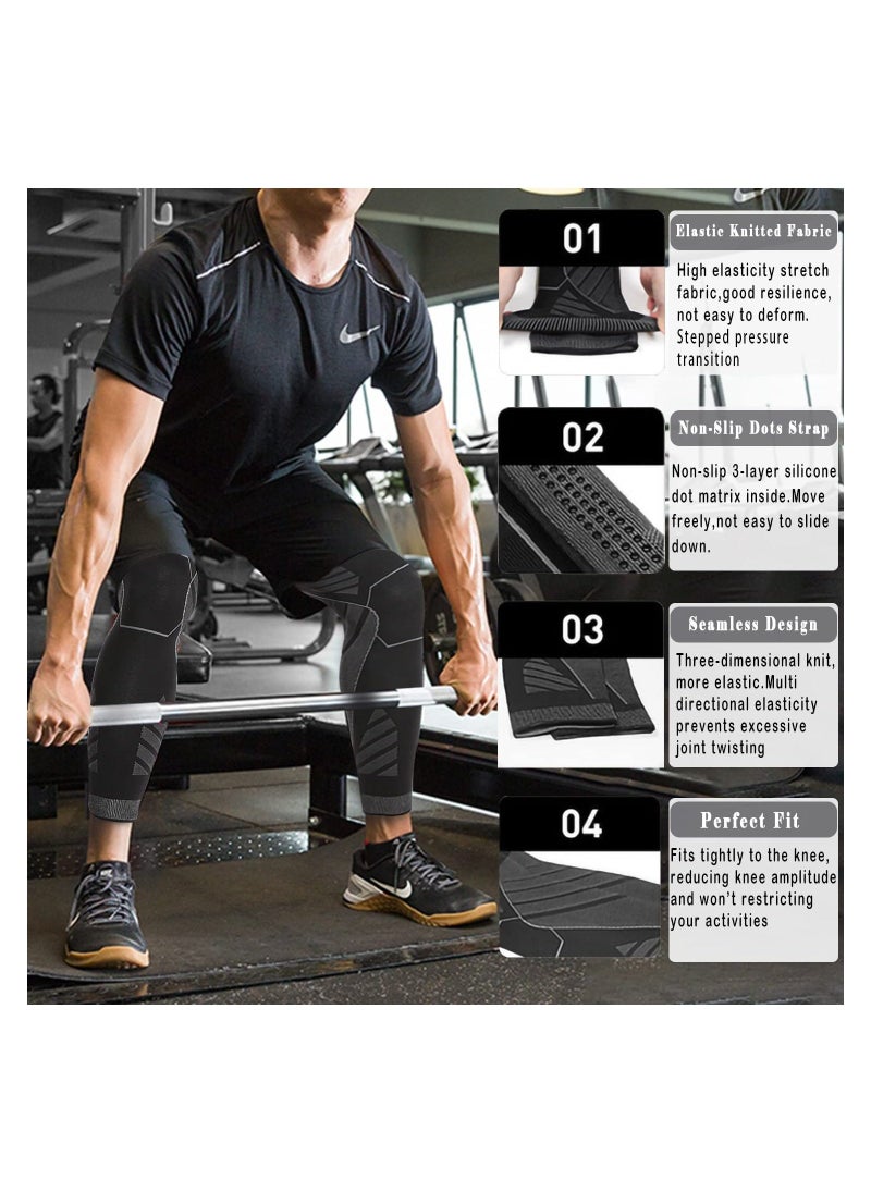 Generic - Long Leg Compression Sleeve for Men - Knee Brace for Pain Relief, Running, Arthritis, ACL Support - L - Image 1