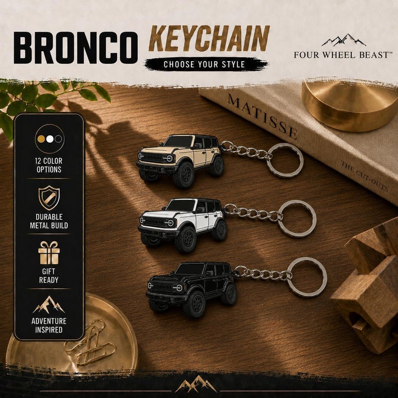 FOUR WHEEL BEAST إكسسوارات سلسلة مفاتيح برونكو - غطاء فوب لمفتاح 4 أبواب - تعديلات رائعة متوافقة مع فورد برونكو 2021 2022 2023 - Image 3