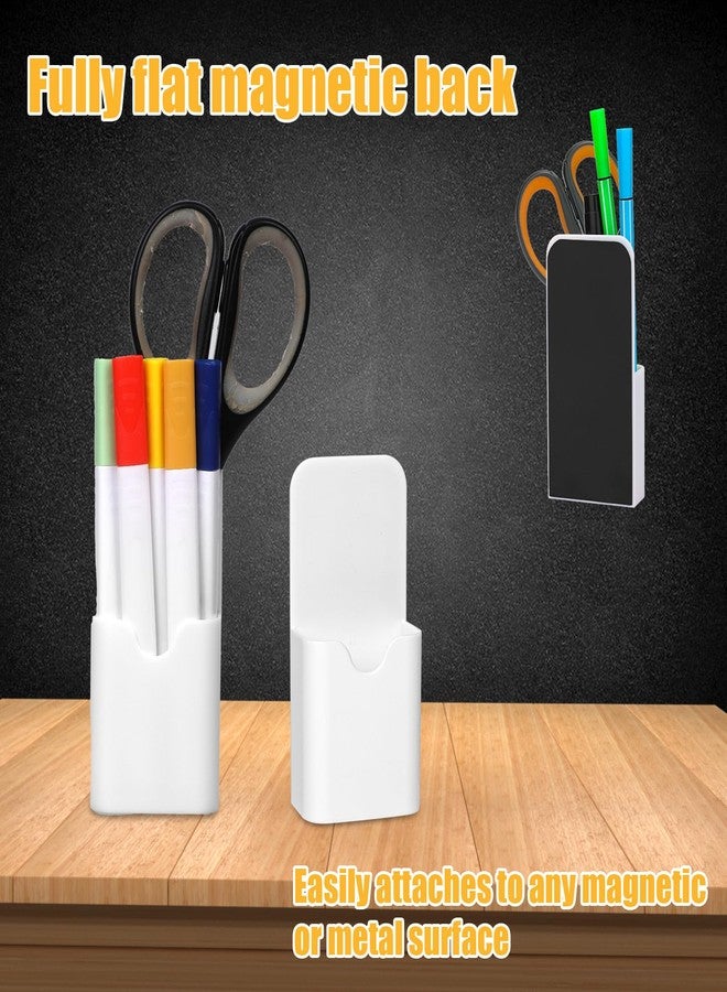 NQEUEPN 2pcs Magnetic Pen Holders for Fridge, Strong Magnet Marker Holder Organizer Dry Erase Pencil Holder for Refrigerator Whiteboard Locker School Home Office Supplies (White) - Image 5