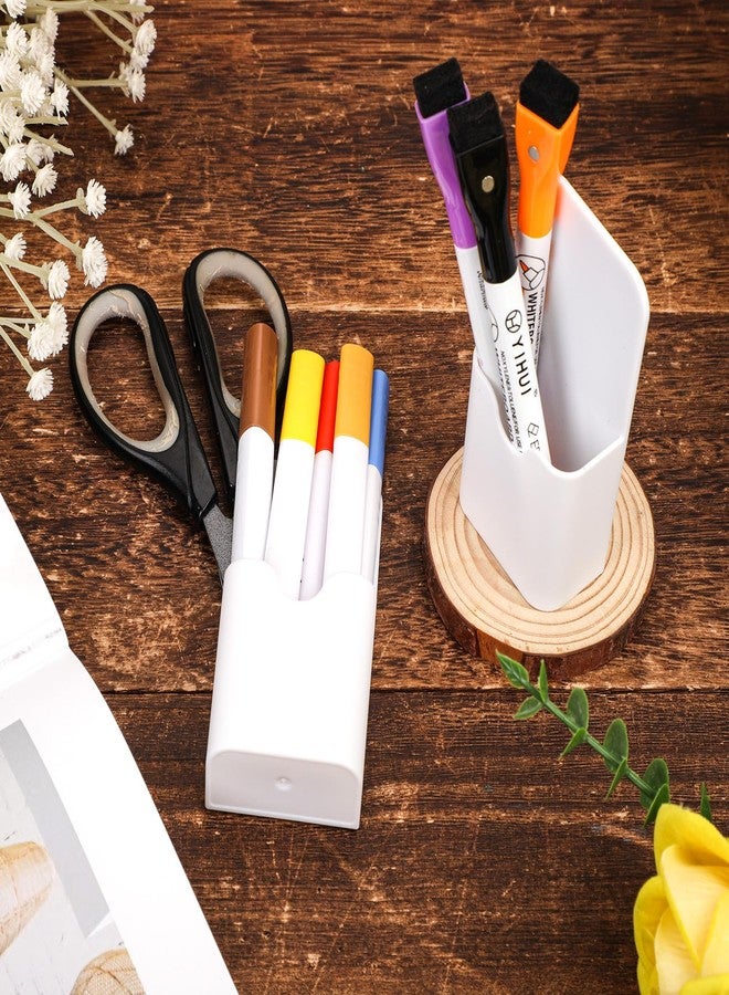 NQEUEPN 2pcs Magnetic Pen Holders for Fridge, Strong Magnet Marker Holder Organizer Dry Erase Pencil Holder for Refrigerator Whiteboard Locker School Home Office Supplies (White) - Image 3