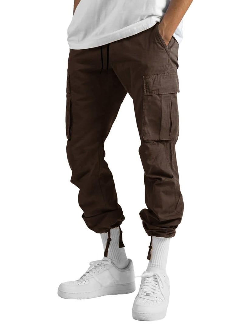 whox Mens Cargo Pants Casual Outdoor Hiking Pants for Men Athletic Joggers Sweatpants Brown - Image 2