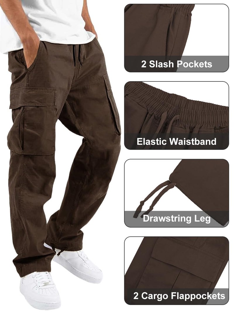 whox Mens Cargo Pants Casual Outdoor Hiking Pants for Men Athletic Joggers Sweatpants Brown - Image 5