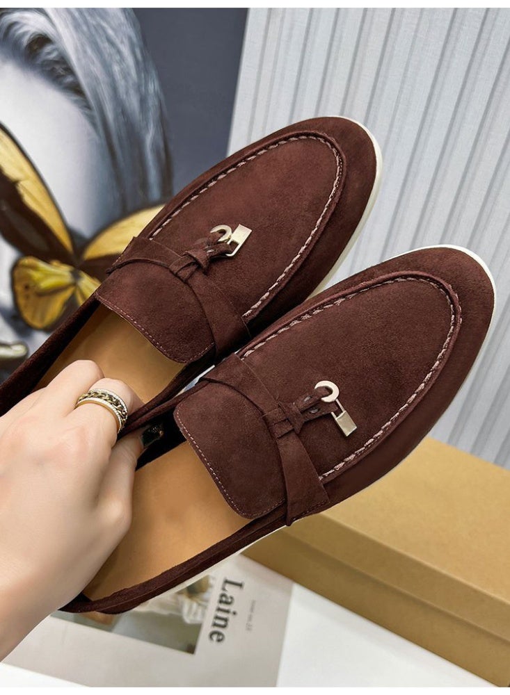 Suede Loafers Men Fashion Design Flats Summer Walk Loafers Genuine Leather Slip On Round Toe Soft Flats Casual Shoes Size 46 - Image 4