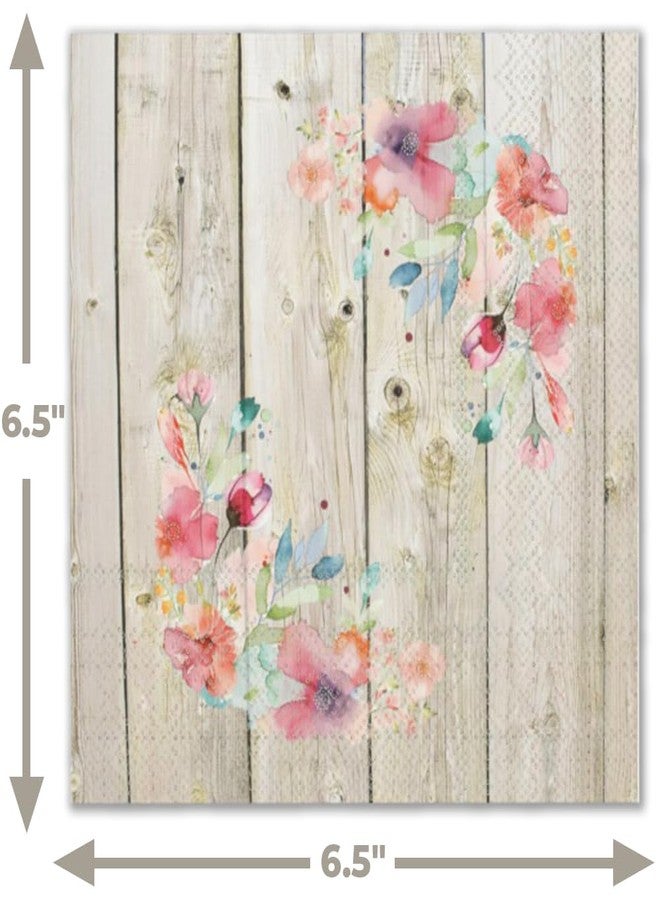 Stonehouse Collection | Rustic Paper Plates and Napkins Set | 20 9" Plates & 20 Napkins | 40 PCS Total | Disposable Wedding Plates (Floral Barnwood) - Image 5