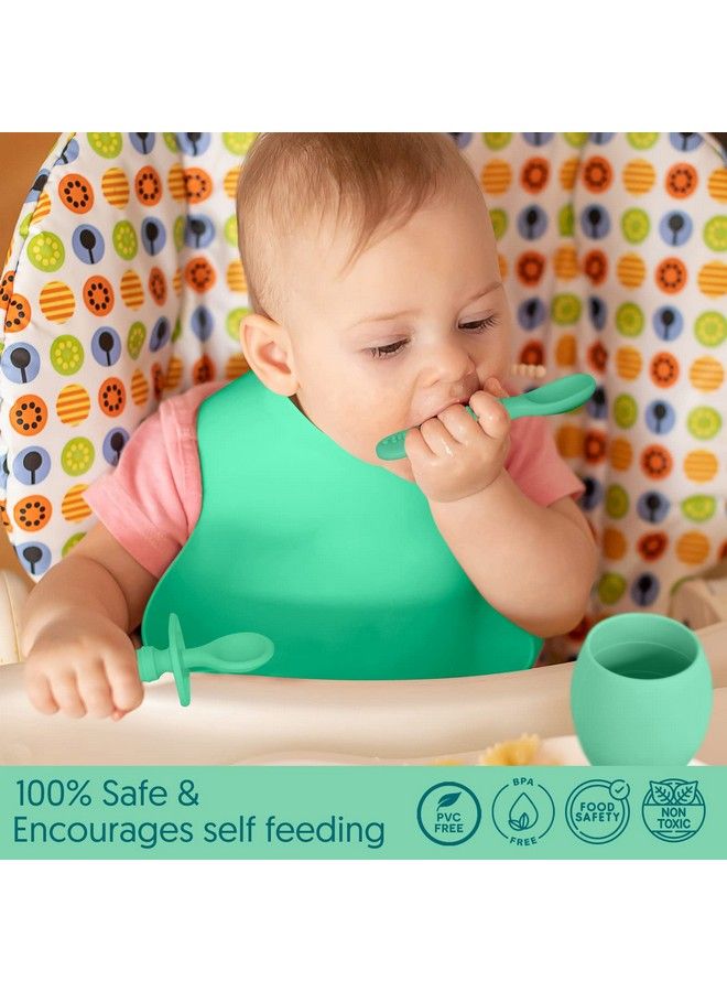 SPERRIC Baby Silicone Feeding Set Baby Led Weaning Utensils Silicone Bibs Infant Feeding Cups For Boys Girls & Toddlers Smooth Waterproof Material For Practical Eating Set Of 8 - Image 5