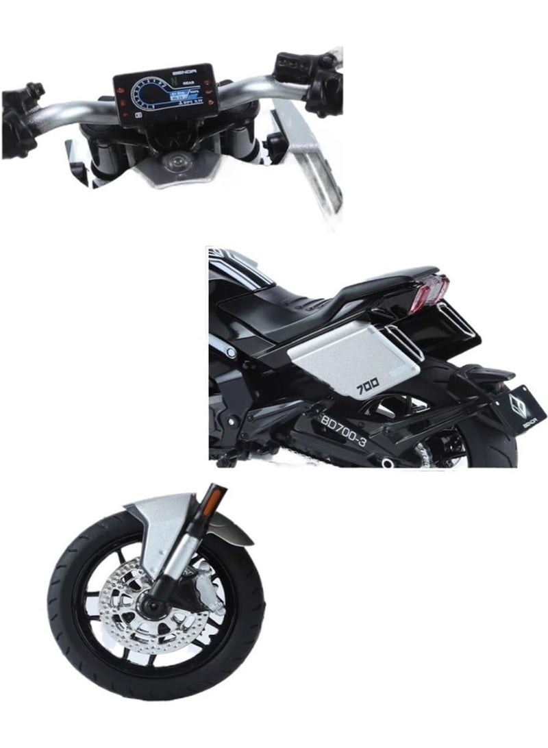 هالامودو 1:12 تانغ داو LFS700 سبايك الدراجات النارية موديل، سبايك محاكاة دراجة نارية، لعبة الدراجات النارية كول، مجموعة زخرفة سيارة سبايك لعبة، هدية مثالية للأطفال الفتيات الأولاد، معدات الحفلة لمعرض ذكرى المجموعة، الأسود، 18.5*8.4*10 سم - Image 4