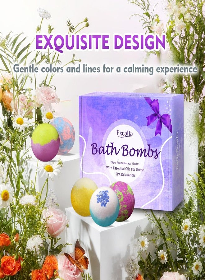 Excalla Bath Bombs for Women, 20 Pcs Handmade Bubble Bathbombs Gift Set, Shea & Coco Butter Dry Skin Moisturize, SPA Relaxing Gifts for Women & Men, Her, Girls, Wife, Birthday (Package May Vary) - Image 5