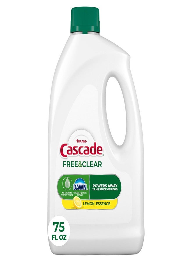 Cascade جل سائل منظف الصحون كاسكيد خالي من العطور، منظف أطباق، صابون غسالة الصحون، ليمون، 75 أونصة - Image 1