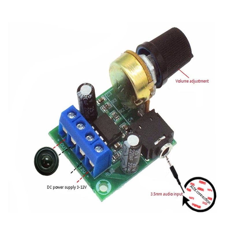 Acxico 2Pcs LM386 10W Mini Power Amplifier Board Audio Amplifier Module DC 3-12V Volume Adjustable Control - Image 3