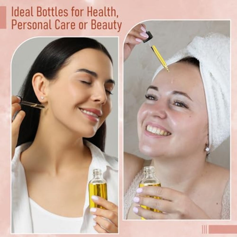 Set of 4, 1 oz Clear Eye Dropper Bottles with 1 Stainless Steel Funnels and 4 Labels - s 30ml Thick Glass Tincture Bottles - Leakproof Essential Oils Bottles for Health, Personal Care and Beauty - Image 5