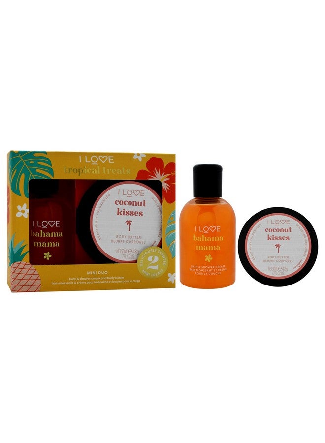 I Love Cosmetics I Love Miniature Troipcal Treat Box for Unisex - 2 Pc 3.3oz Bath and Shower Creme, 1.7oz Body Butter - Image 3