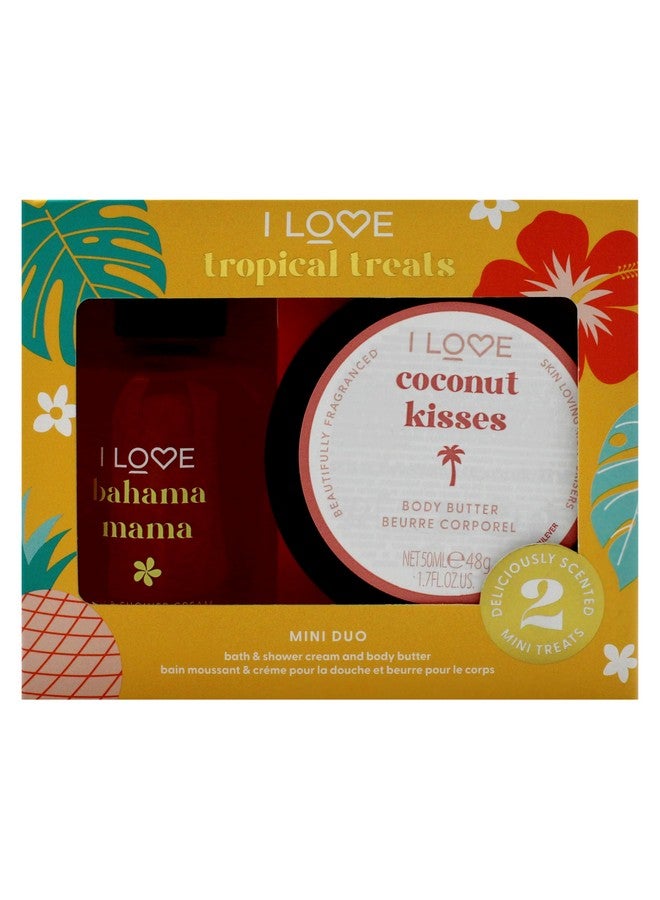 I Love Cosmetics I Love Miniature Troipcal Treat Box for Unisex - 2 Pc 3.3oz Bath and Shower Creme, 1.7oz Body Butter - Image 5