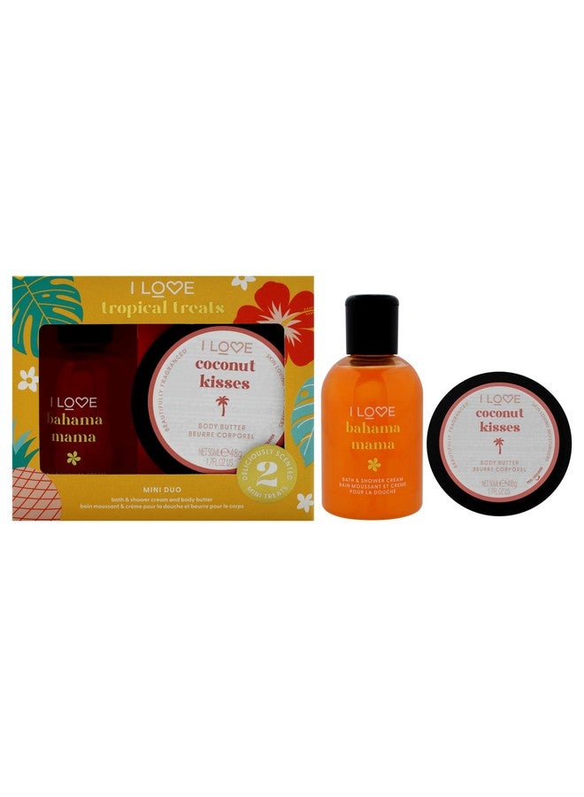 I Love Cosmetics I Love Miniature Troipcal Treat Box for Unisex - 2 Pc 3.3oz Bath and Shower Creme, 1.7oz Body Butter - Image 1