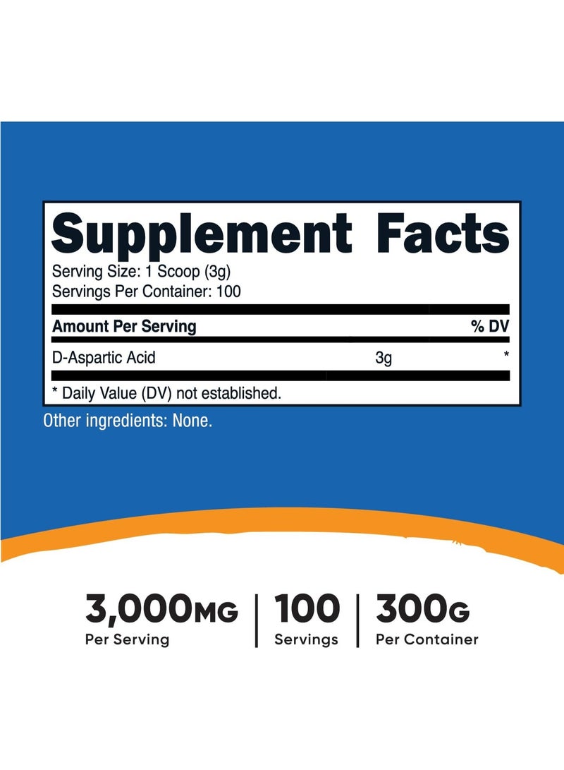 Nutricost D-Aspartic Acid 3000mg 100 Servings 300g - Image 5
