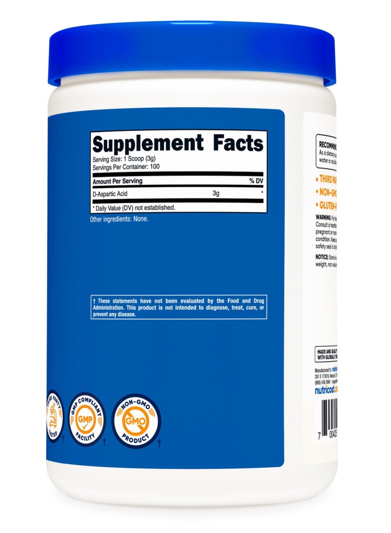 Nutricost D-Aspartic Acid 3000mg 100 Servings 300g - Image 2