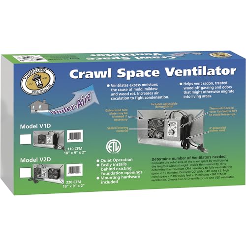 Tjernlund V1D UnderAire Crawlspace Ventilator Fan Moisture Mold Reducing, 110 CFM - Image 3