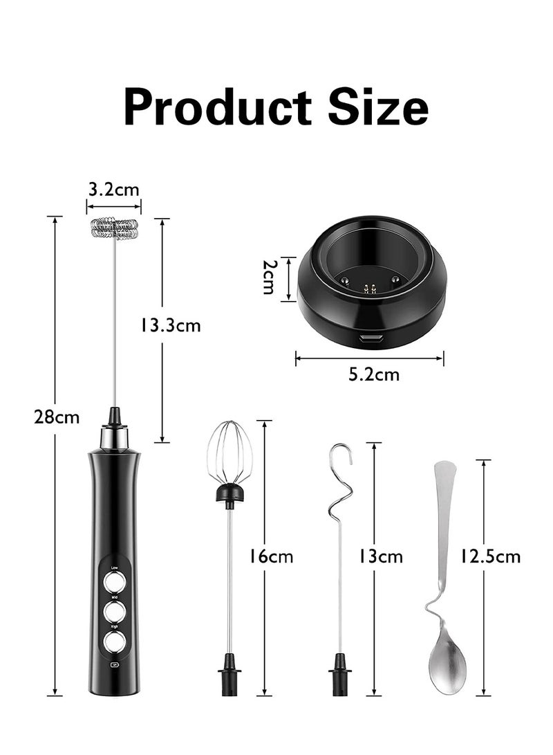 ليوكور حليب متكافئ ، قهوة مع قاعدة شحن ، 3 سرعات خفاش البيض ، USB القابلة لإعادة الشحن من الحليب المحمول باليد - Image 4