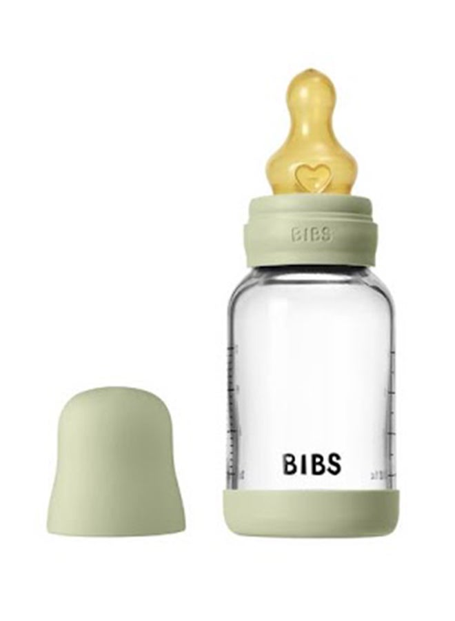 BIBS Glass Baby Bottle Round Latex 1 Pack 120 ml Slow Flow Sage - Image 2