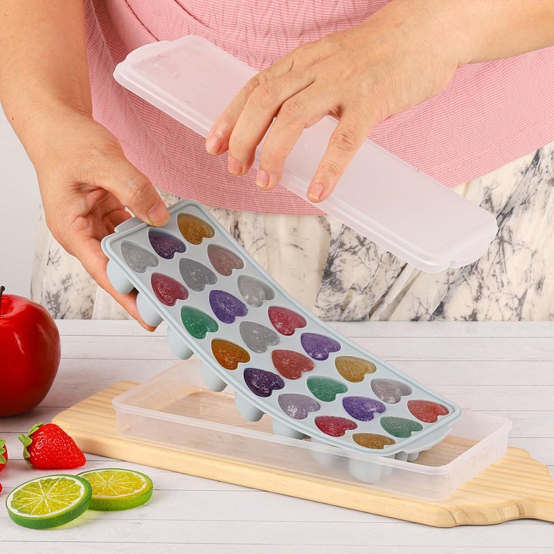 BTYMS Heart Shaped Ice Cube Trays with Lid and Bins, Silicone Chocolate Mold, Easy Release Ice Trays, 24-Cavity Heart Molds for Ice Cubes, Gelatine, Baking and Candy - Image 5