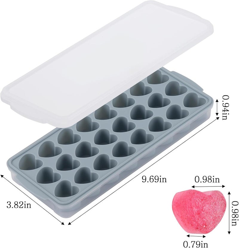 BTYMS Heart Shaped Ice Cube Trays with Lid and Bins, Silicone Chocolate Mold, Easy Release Ice Trays, 24-Cavity Heart Molds for Ice Cubes, Gelatine, Baking and Candy - Image 2