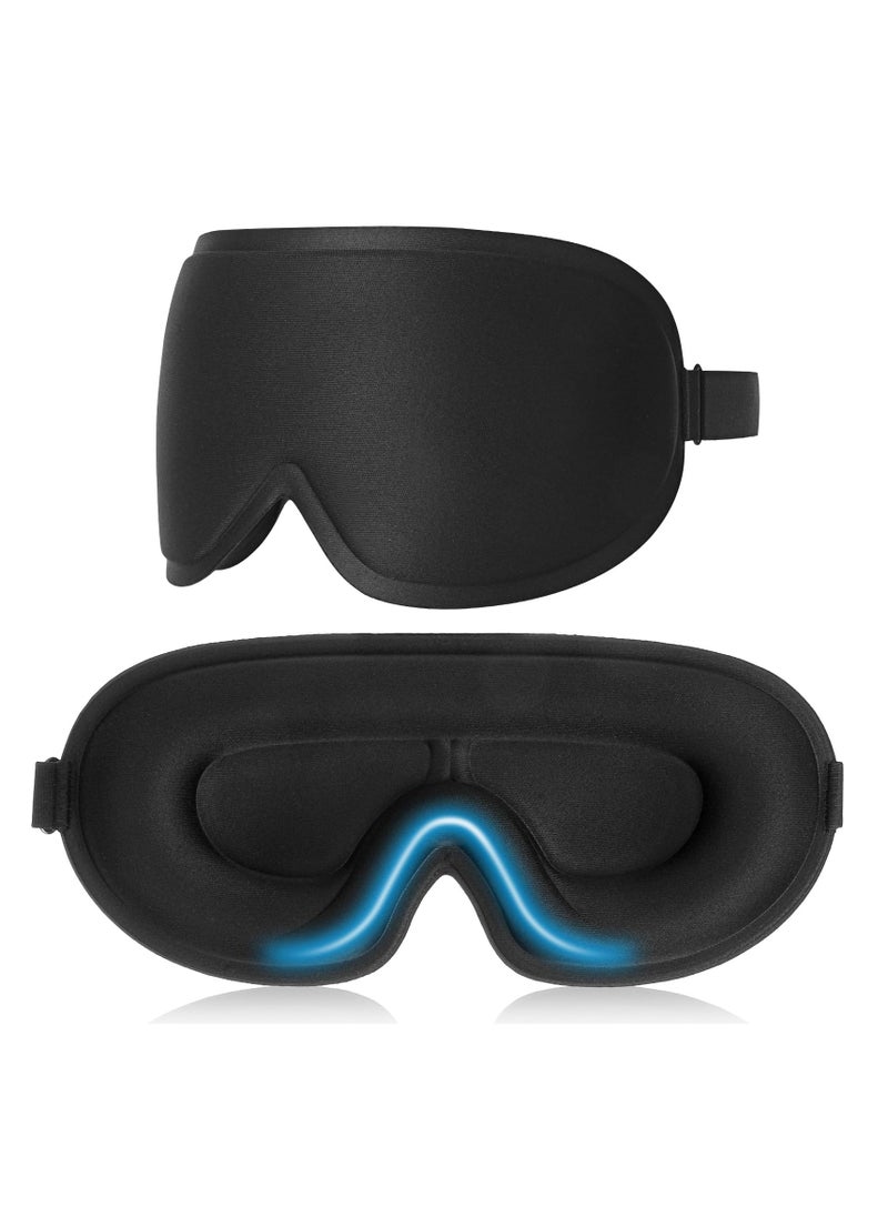 Generic - 3D Memory Foam Sleep Mask Breathable Shading Blindfold Cover Aid Block Out Light with Adjustable Strap Soft Eye Patches Comfort Three Dimensiona Design Face Sleeping Mask Eyeshade (Black) - Image 1